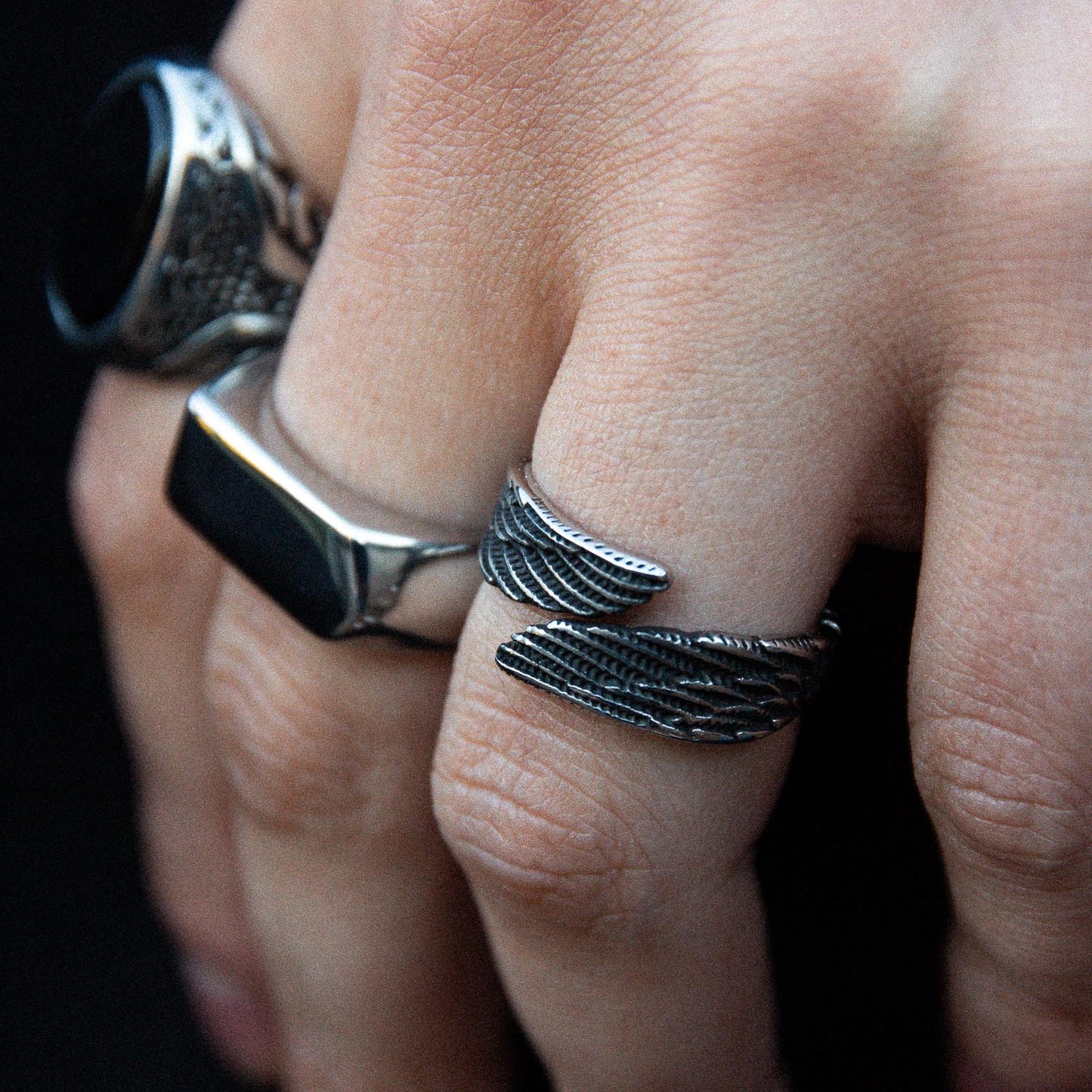 Silver Angel Wings Ring