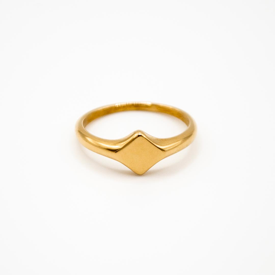 Gold Diamond Signet Pinky Ring