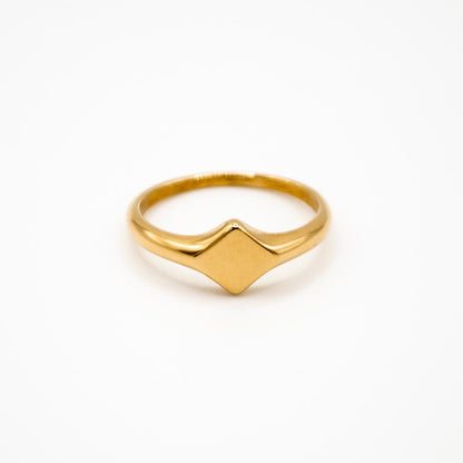 Gold Diamond Signet Pinky Ring