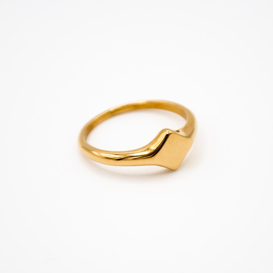 Gold Diamond Signet Pinky Ring