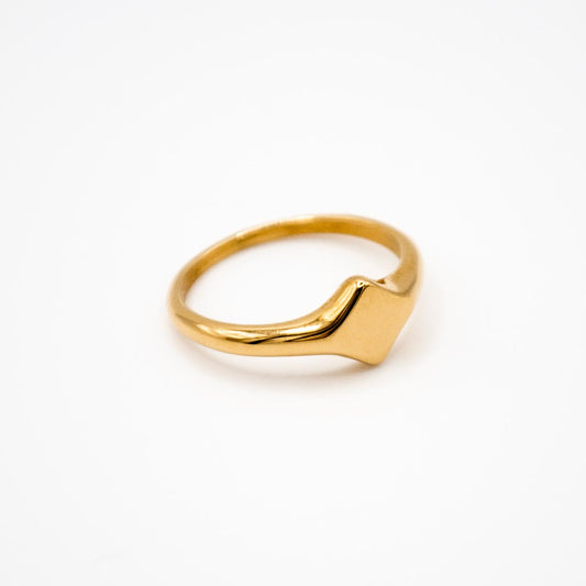 Gold Diamond Signet Pinky Ring