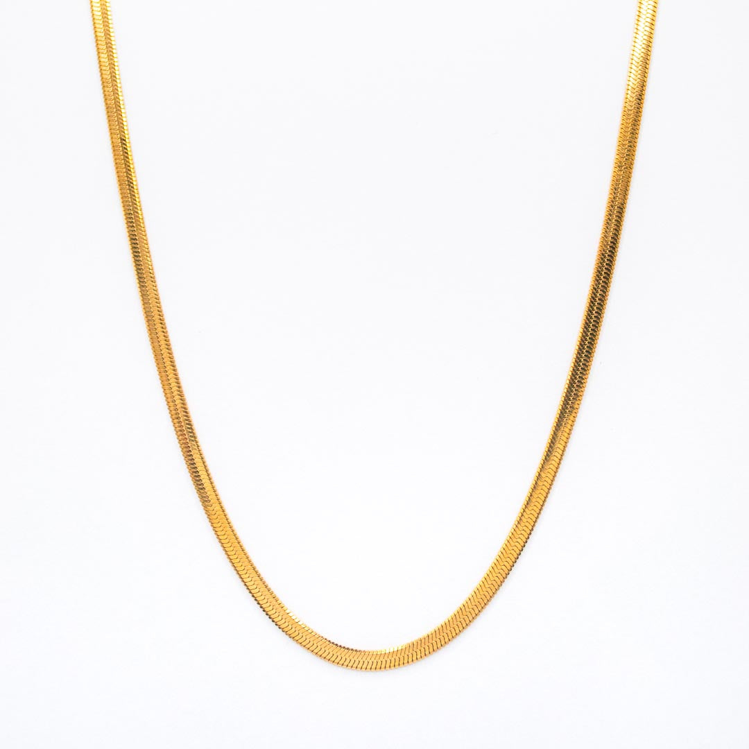 Gold Flat Herringbone Snake Chain 4mm