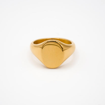 Gold Oval Signet Pinky Ring