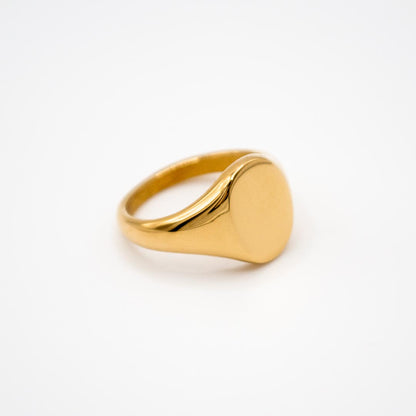 Gold Oval Signet Pinky Ring