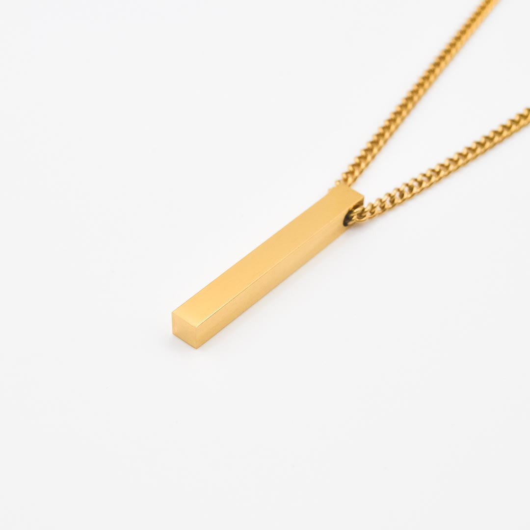 Gold Pillar Pendant Necklace