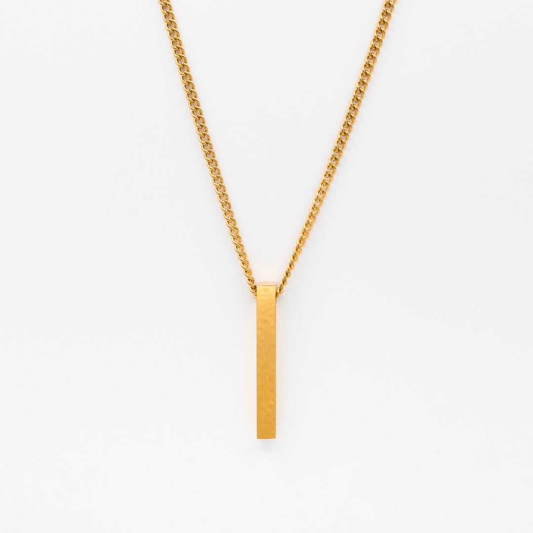 Gold Pillar Pendant Necklace