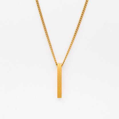 Gold Pillar Pendant Necklace