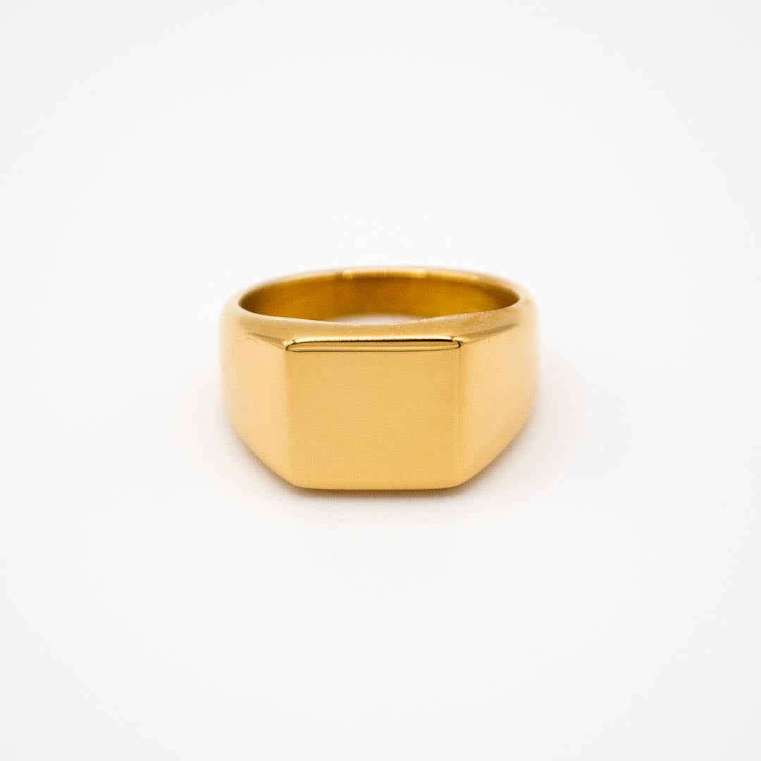 Gold Square Signet Pinky Ring