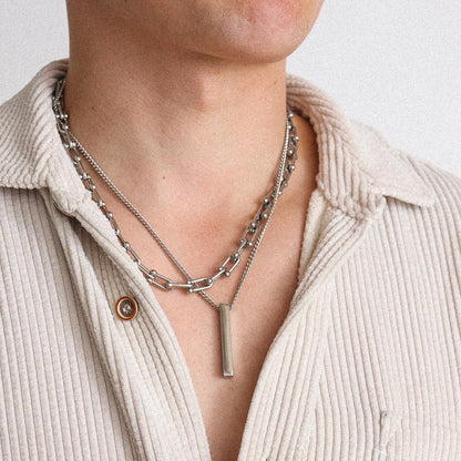 Silver Pillar Pendant Necklace