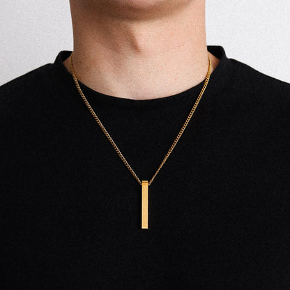 Gold Pillar Pendant Necklace