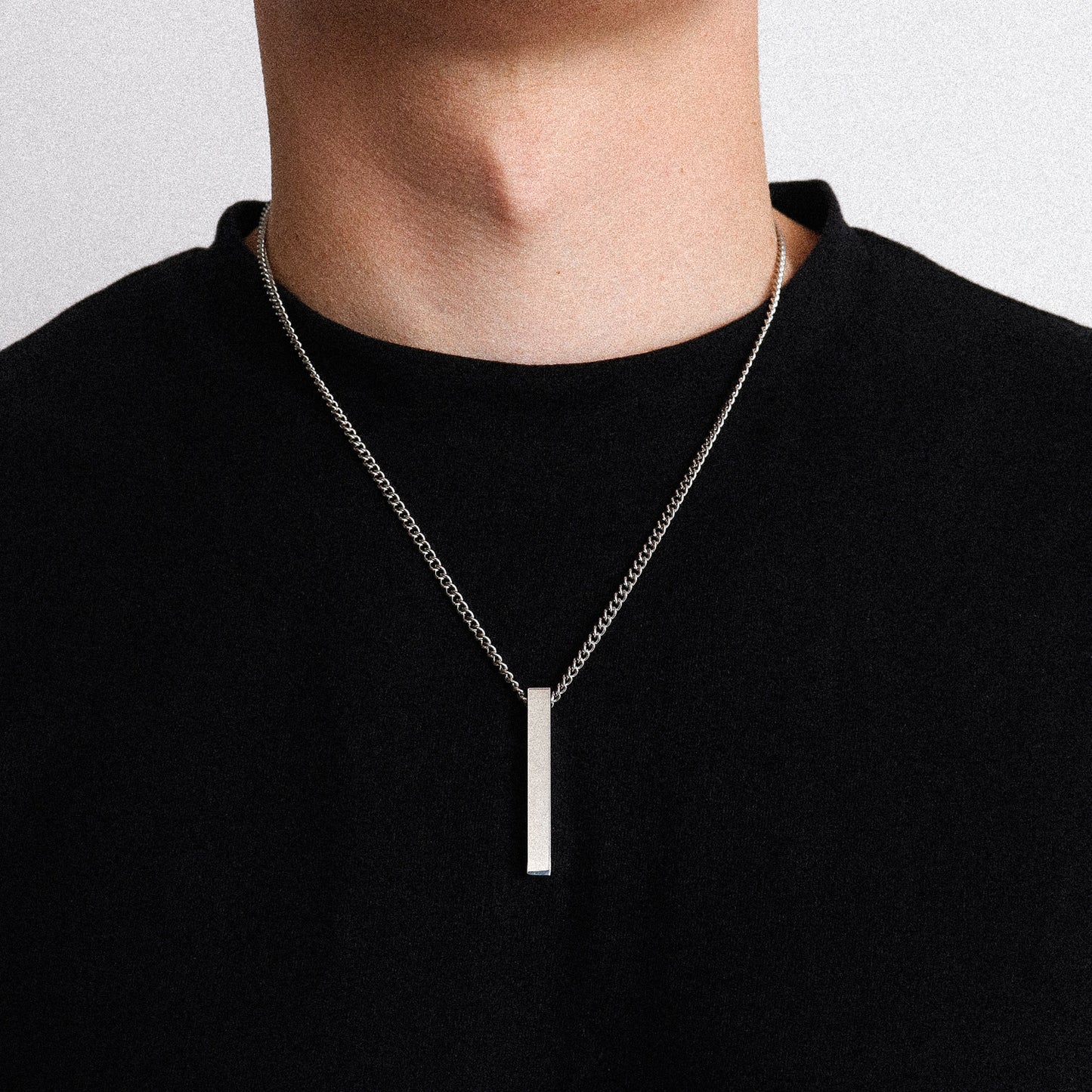 Silver Pillar Pendant Necklace