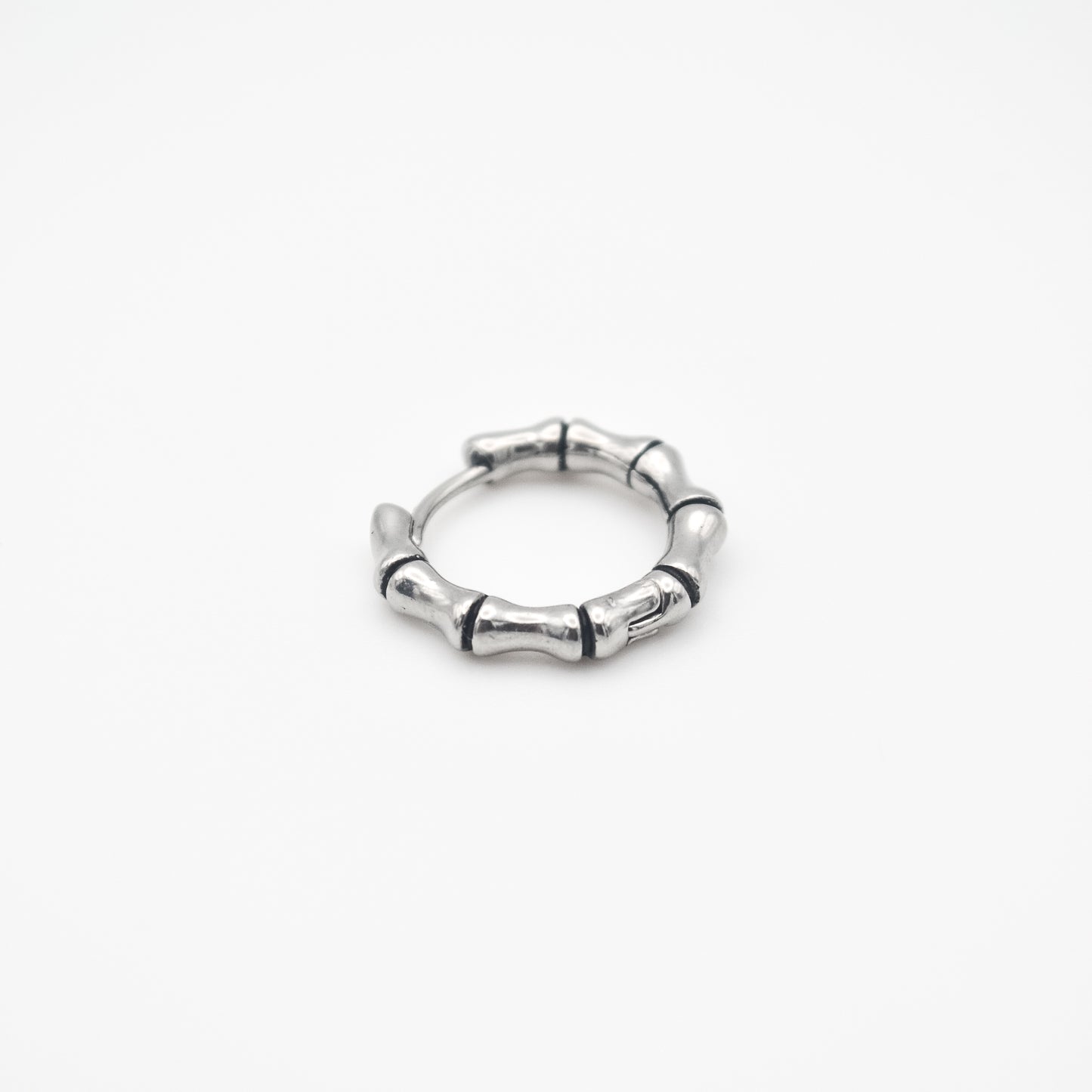 Silver Bamboo Hoop Earrings