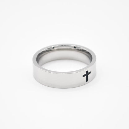 Silver Cross Band Ring