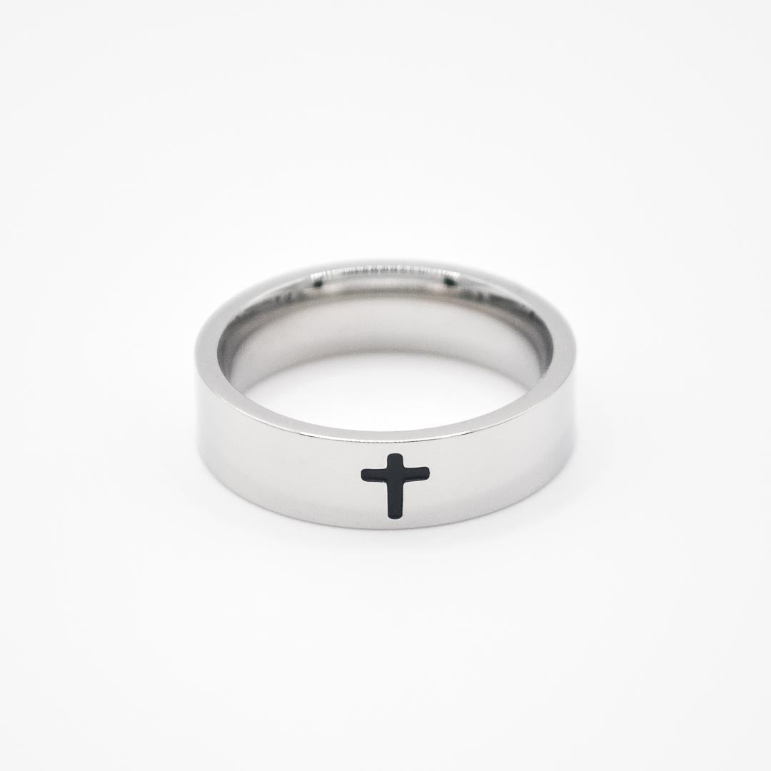 Silver Cross Band Ring