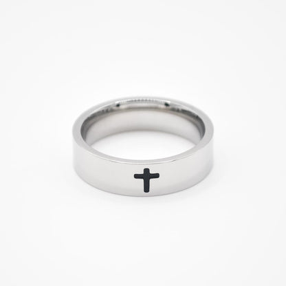 Silver Cross Band Ring