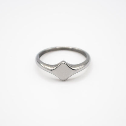 Silver Diamond Signet Pinky Ring