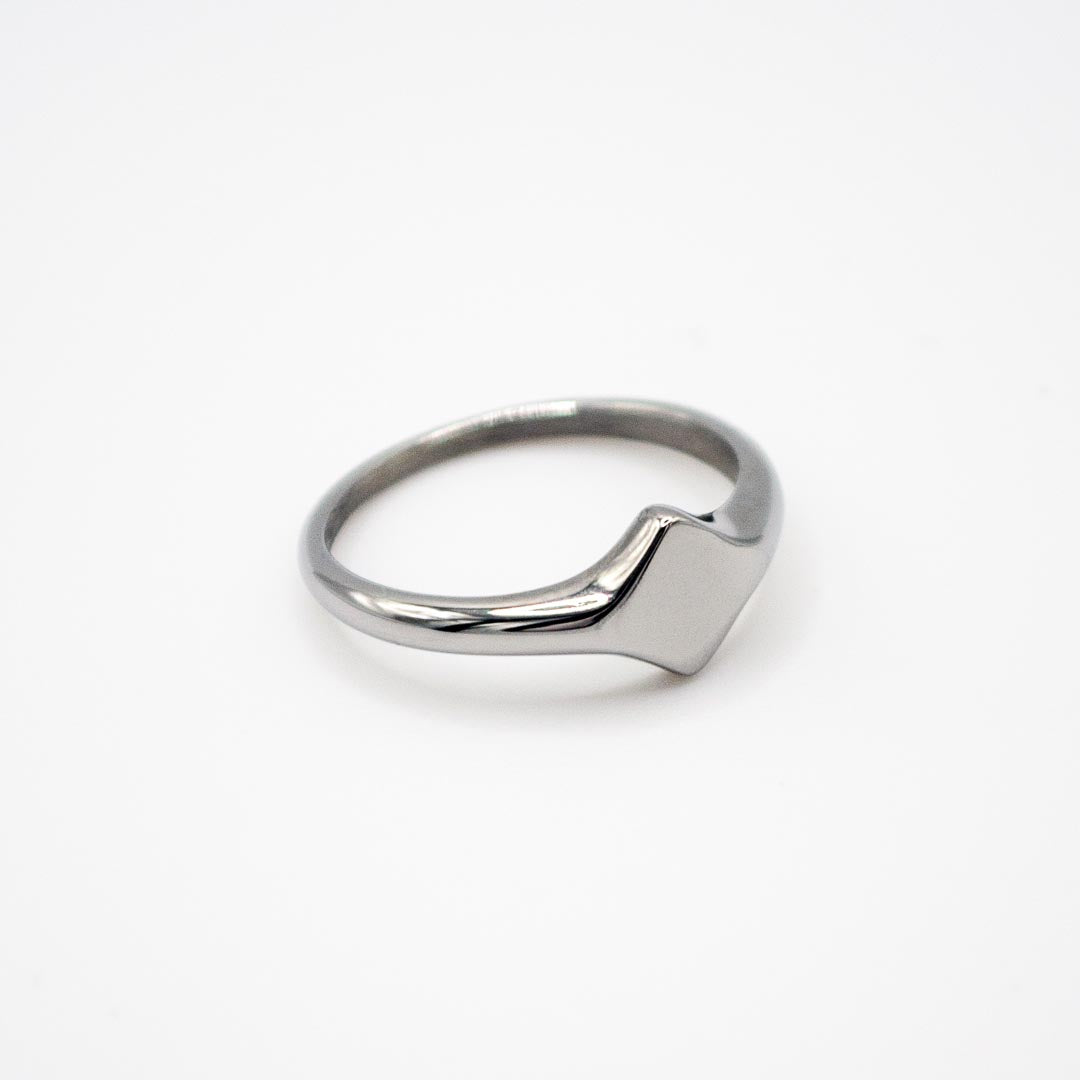 Silver Diamond Signet Pinky Ring