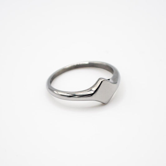 Silver Diamond Signet Pinky Ring