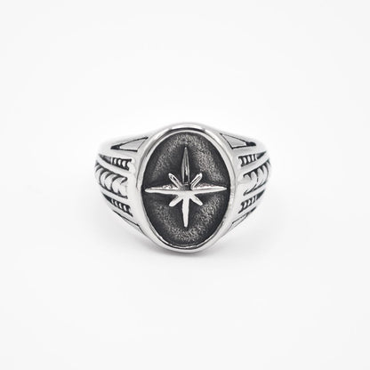 Silver North Star Ring