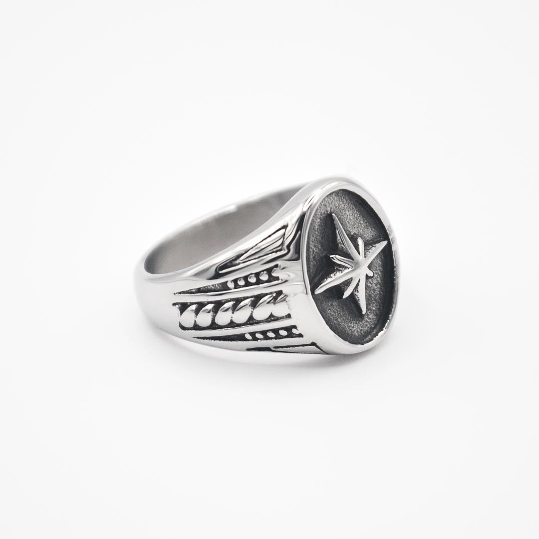 Silver North Star Ring