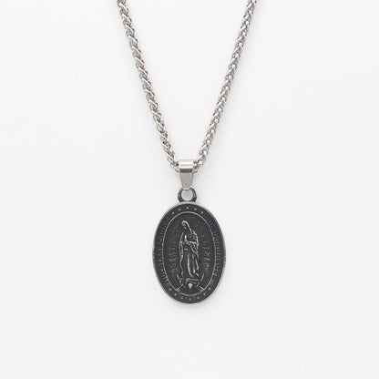 Silver Our Lady Of Guadalupe Pendant Necklace