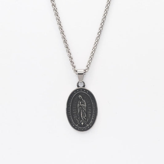 Silver Our Lady Of Guadalupe Pendant Necklace