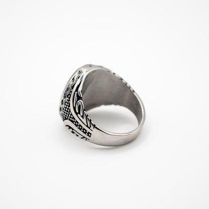 Silver Oval Decorative Ring - Black