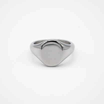 Silver Oval Signet Pinky Ring