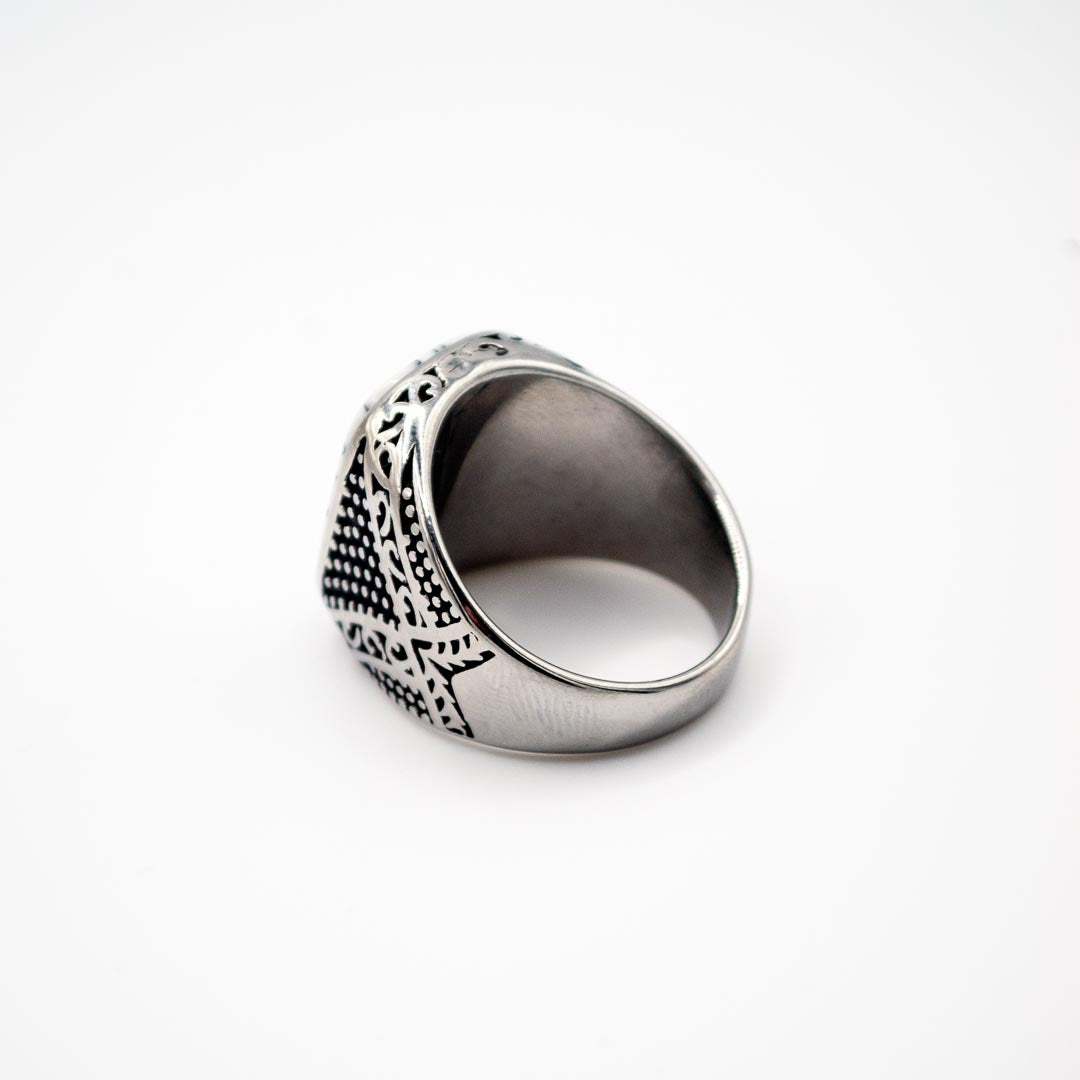 Silver Rectangle Decorative Ring - White Marble