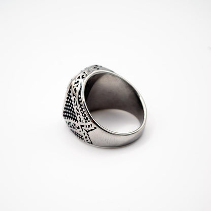 Silver Rectangle Decorative Ring - White Marble