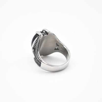 Silver Snake Mouth Ring - Black