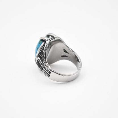 Silver Snake Mouth Ring - Turquoise