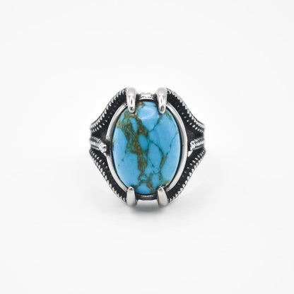 Silver Snake Mouth Ring - Turquoise