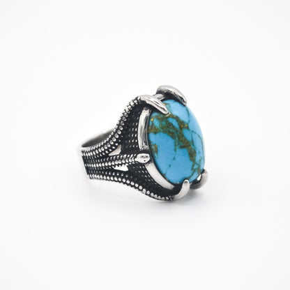 Silver Snake Mouth Ring - Turquoise