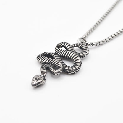 Silver Snake Pendant Necklace