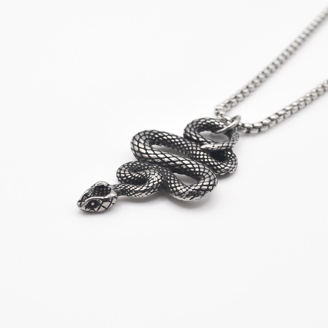 Silver Snake Pendant Necklace