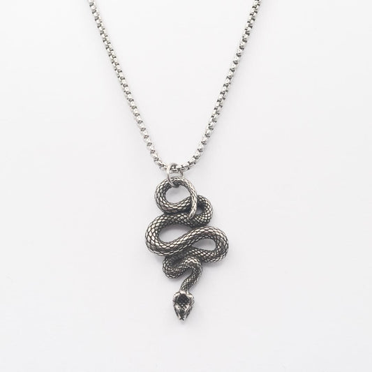 Silver Snake Pendant Necklace