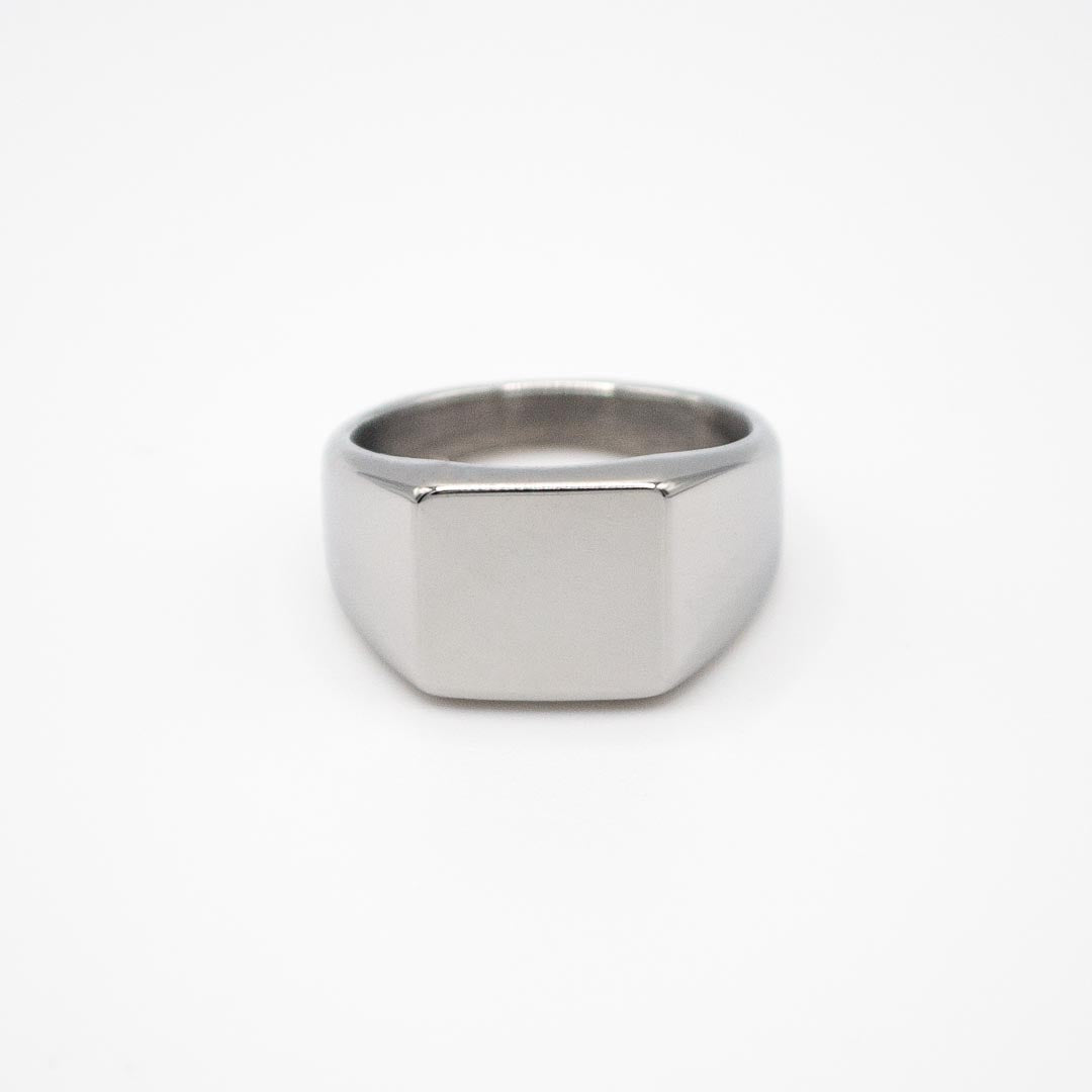 Silver Square Signet Pinky Ring